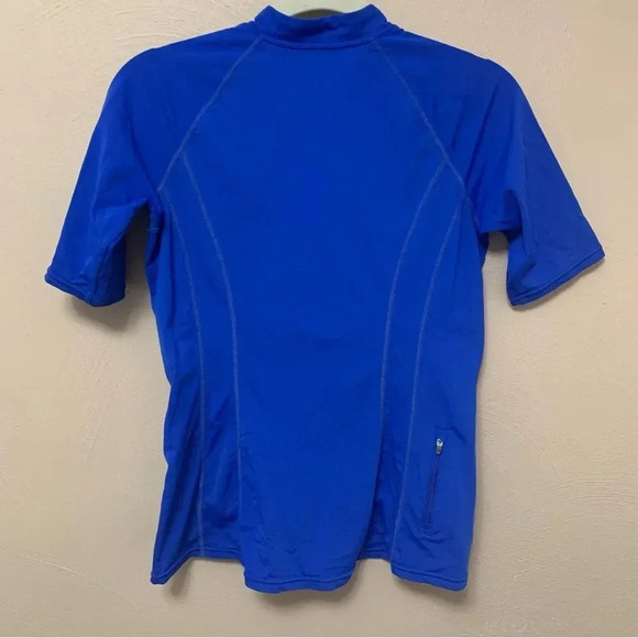 Coolibar Women's Freestyle Short Sleeve Rash Guard Baja Blue Size XS - Picture 6 of 13